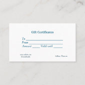 bleu blanc classique certificat cadeau cert (Dos)