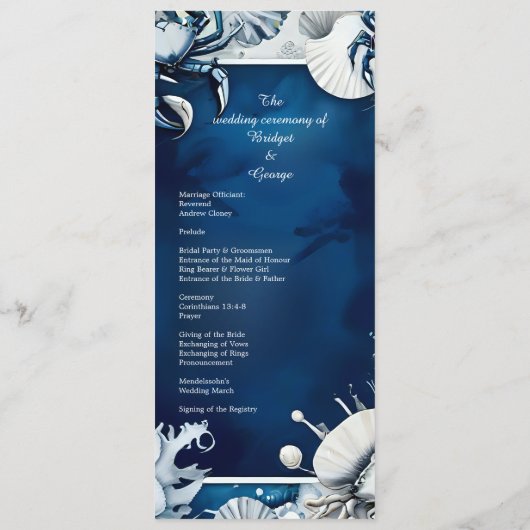 bleu & blanc côtier vibe programme de mariage & me (Dos)