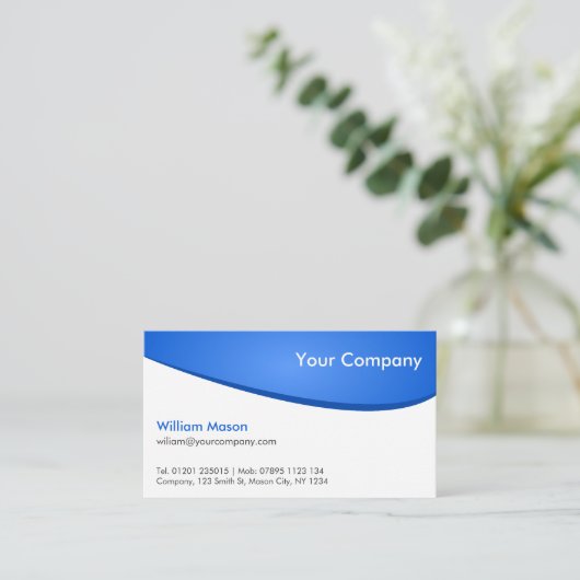 Bleu Blanc Courbé, Carte de visite professionnel (Debout devant)