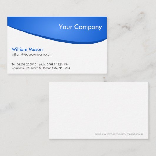 Bleu Blanc Courbé, Carte de visite professionnel (Devant / Derrière)