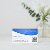 Bleu blanc courbe QR, Carte de visite professionne (Debout devant)