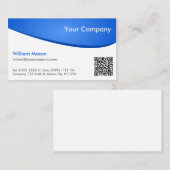 Bleu blanc courbe QR, Carte de visite professionne (Devant / Derrière)
