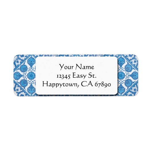 Bleu Blanc Delft Cornflower Personnalisé Étiquette (Devant)