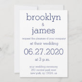 Bleu Blanc Et Marine Invitations De Mariage Modern (Devant)