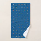 Bleu, blanc et points orange (Serviette à main)