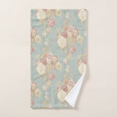 Bleu Blanc et Rose Floral Shabby Chic (Serviette à main)