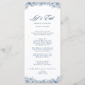 Bleu Blanc Fleur Élégant Menu Mariage (Devant)