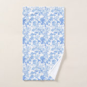 Bleu Blanc Fleurs Roses Chinoiserie Française (Serviette à main)