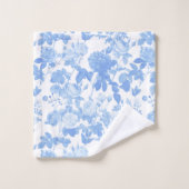 Bleu Blanc Fleurs Roses Chinoiserie Française (Gant de toilette)