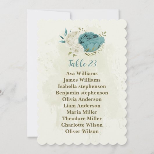 bleu blanc fleurs verdure carte de siège (Devant)