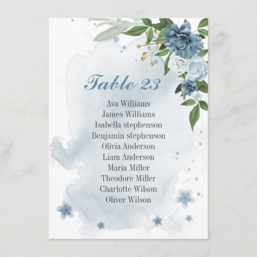 bleu blanc fleurs verdure carte de siège (Devant)