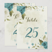 bleu blanc fleurs verdure table numéro carte (Devant / Derrière)