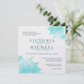 Bleu Blanc Floral Invitations de mariage sur glace (Debout devant)