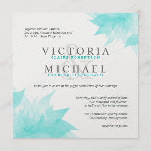 Bleu Blanc Floral Invitations de mariage sur glace