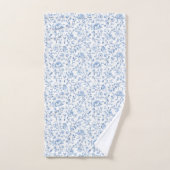 Bleu Blanc Floral Romantique (Serviette à main)