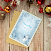 Bleu & Blanc Frosty Élégante invitation de Noël