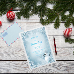 Bleu & Blanc Frosty Élégante invitation de Noël