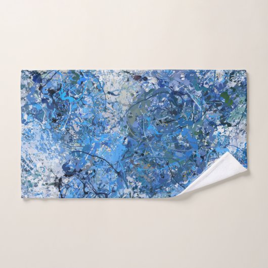 Bleu blanc gouttes abstraction (Serviette à main)