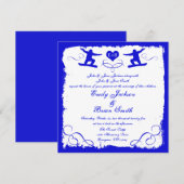 Bleu blanc grunge snowboarder invitations mariage (Devant / Derrière)