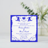 Bleu blanc grunge snowboarder invitations mariage (Debout devant)