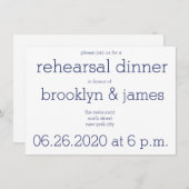 Bleu blanc Invitations de répétition Mariage moder (Devant / Derrière)