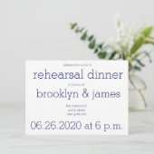 Bleu blanc Invitations de répétition Mariage moder (Debout devant)