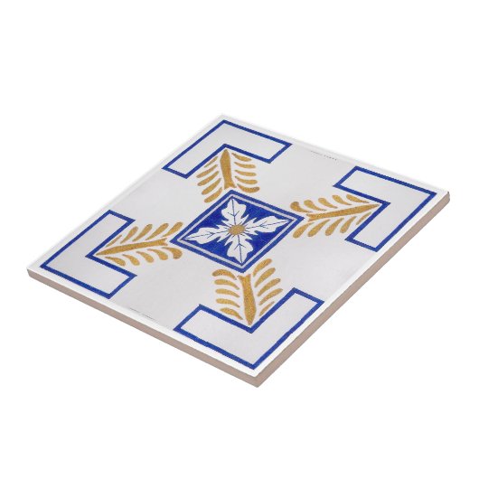 Bleu Blanc Jaune Azulejo Portugais Carreaux Motif (Côté)
