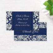 Bleu blanc Mariage damassé Favoriser les étiquette (Bureau)