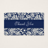 Bleu blanc Mariage damassé Favoriser les étiquette (Dos)