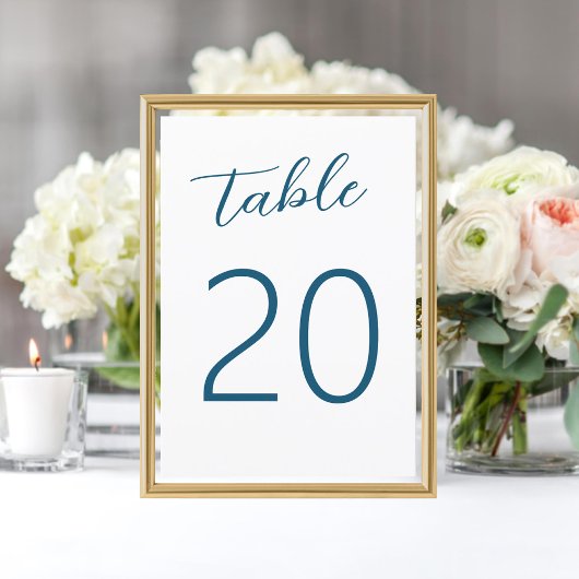 Bleu blanc Mariage écrit à la main Numéro de table