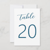 Bleu blanc Mariage écrit à la main Numéro de table (Devant)