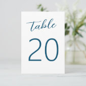 Bleu blanc Mariage écrit à la main Numéro de table (Debout devant)