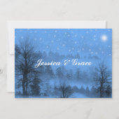 Bleu Blanc Mariage hiver Invitation (Devant)