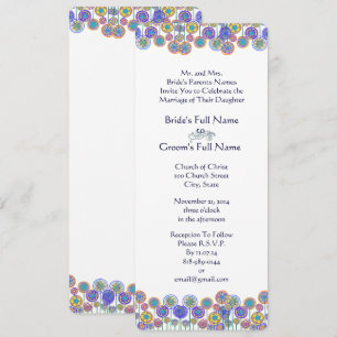 Bleu blanc moderne Faire-part de mariage floral