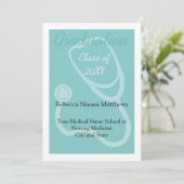 Bleu/Blanc Moderne Médicale Faire-part de graduati (Debout devant)
