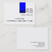 Bleu Blanc Monogramme Accueil Réparations Carte de (Devant / Derrière)