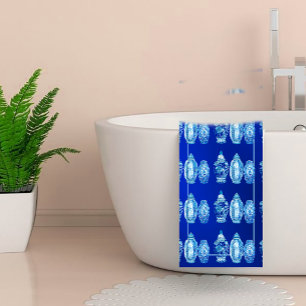 Bleu Blanc Monogramme Élégant Ginger Jar