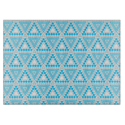 Bleu+Blanc Motif géométrique Planche à découper en (Devant)