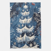 Bleu Blanc Noël Arbre de Vacances Serviette de cui (Vertical)