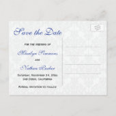 Bleu, Blanc, Noir Damas Enregistrer la carte Date (Dos)