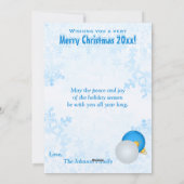 Bleu Blanc Or Ornements Noël Carte photo (Dos)