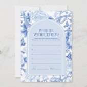 Bleu Blanc Où Étaient-Ils Fête des mariées Carte D (Devant)