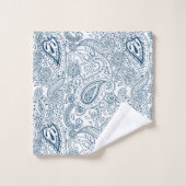 bleu blanc Pays paisley motif carrelé (Gant de toilette)
