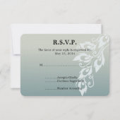 Bleu Blanc Peacock Feather Wedding RSVP (Devant)