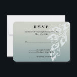 Bleu Blanc Peacock Feather Wedding RSVP<br><div class="desc">bleu blanc paon plumes chic Mariage rsvp</div>