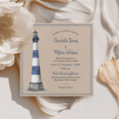 Bleu Blanc Phare Kraft Faire-part de mariage