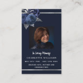 Bleu blanc photo floral carte de prière funéraire (Devant)