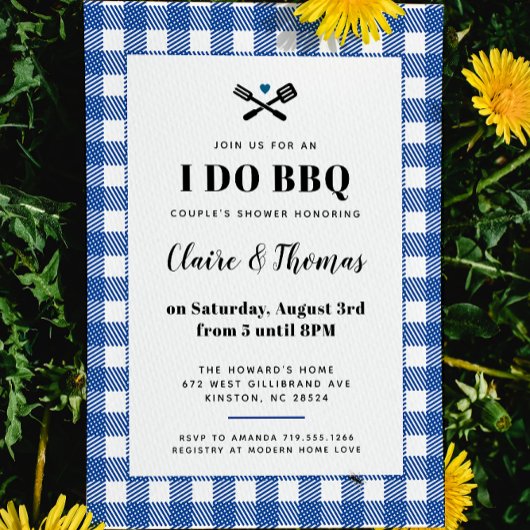 Bleu Blanc Plaid I Do BQ Invitation