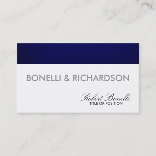 Bleu Blanc Plaine Carte de visite moderne (Devant)