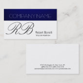 Bleu Blanc Plaine Carte de visite moderne (Devant / Derrière)